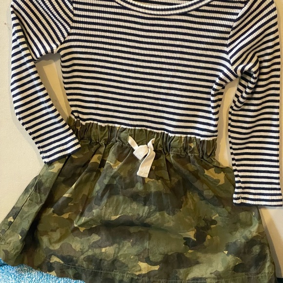 Crewcuts Ribbed Striped Top and Camo Canvas Skirt Mixed Media Casual Dress - Picture 5 of 6